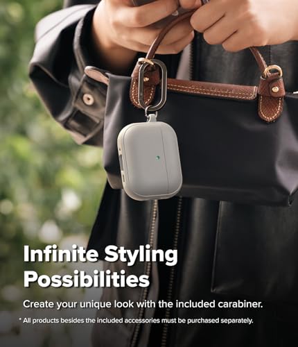 Ringke Onyx Magnetic for AirPods Pro 3 Case [Compatible with MagSafe] Oil & Dirt Resistant Feels Good in The Hand Non-Slip Lightweight Cover with Carabiner - Warm Gray - color: Warm Gray, size: AirPods Pro 3