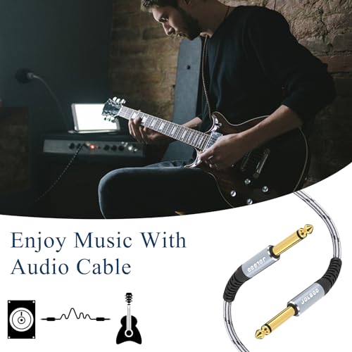 JOLGOO 1/4 Inch Guitar Instrument Cable 3.3 FT 2-Pack, 1/4 inch TS Guitar Cable, Quarter inch Cable, for Electric Guitar, Bass, Keyboard, Mixer, Amplifier, Speaker, Electric Mandolin - color: Grey, size: 3.3 Feet, style: TS Mono Cable 2-Pack