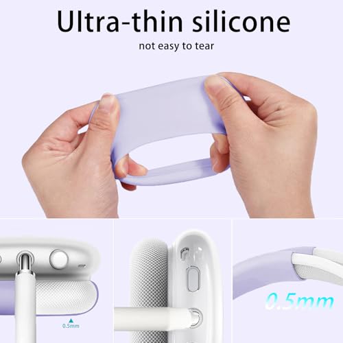 Silicone Case for AirPods Max Headphones, Clear Star Soft TPU Ear Cups Cover/Ear Pad Cover/Headband Protection for Apple AirPods Max USB-C/Lightning (2024/2020) (Purple) - color: Purple