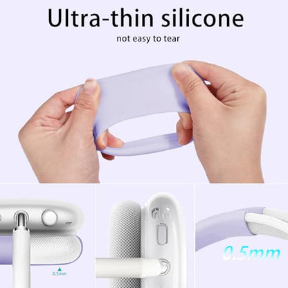 Silicone Case for AirPods Max Headphones, Clear Star Soft TPU Ear Cups Cover/Ear Pad Cover/Headband Protection for Apple AirPods Max USB-C/Lightning (2024/2020) (Purple) - color: Purple