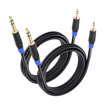 3.5mm to 6.35mm TRS Stereo Cable, 3.3 Ft, 2 Pack, Black, Stereo Audio Cable for Guitar, iPod, Laptop, Speaker, Amplifier, TRS Bidirectional Jack Cable, Pure Copper and Plated Conductors - style: 3.3 Ft, 2 Pack