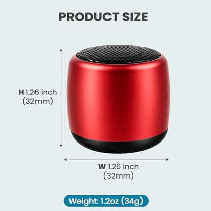 Best Mini Portable Bluetooth Speaker with HD Sound & Bass I Smallest Wireless Bluetooth Speakers for Phone/PC/Tablet I Photo Selfie Button Answer Phone Calls I Cute Tiny Speaker (Red) - color: Red