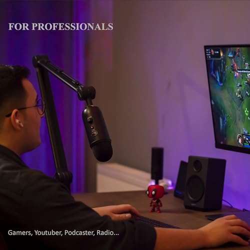 IXTECH Microphone Boom Arm with Desk Mount, 360° Rotatable, Adjustable and Foldable Scissor Mounting for Podcast, Video Gaming, Radio and Studio Audio, Sturdy and Universal - Elegance Model - color: ELEGANCE