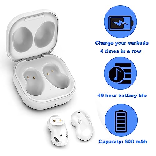 Replacement Earbuds Charging Case Fast USB-C Charging for Samsung Buds Live SM-R180, White with LED Indicator, 600mAh Portable Charger