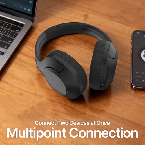 VOKALEN Hyper Pro 2 Bluetooth Headphones Over Ear, Hi-Res Audio, Adaptive Noise Cancelling, 60H Playtime, DEEP360 Spatial Sound, Comfort Mesh Ear Cushions, Deep Bass, Custom EQ (Pro 2, Black) - color: Black, style: Pro 2