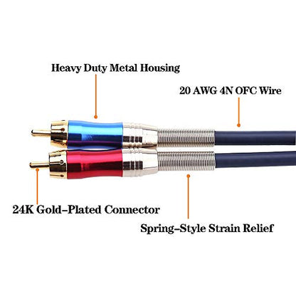 Dual 1/4 inch TS to Dual RCA Stereo Audio Interconnect Cable Patch Cable Cords -9.8 ft - size: 10 feet