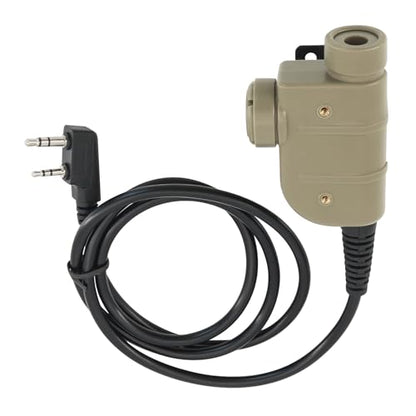 U94 PTT 2pin，Push to Talk for UV5R etc. with Civilian Version，Airsoft Tactical Headset(Tan)