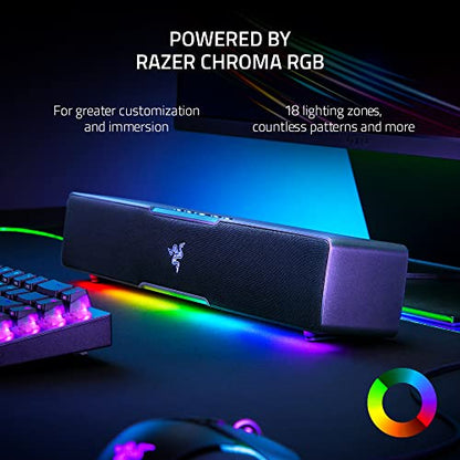 Razer Leviathan V2 X, PC Soundbar with Full-Range Drivers, Black | Compact Design, Chroma RGB, USB-C, Bluetooth 5.0, for PC, Laptop, Smartphones, Tablets & Nintendo Switch - color: Black, size: V2 X