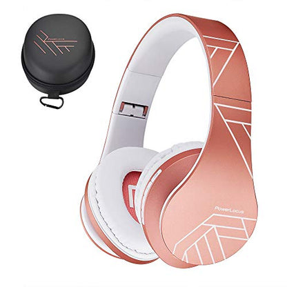 PowerLocus Bluetooth Over-Ear Headphones, Wireless Stereo Foldable Headphones Wireless and Wired Headsets with Built-in Mic, Micro SD/TF, FM for iPhone/Samsung/iPad/PC (Rose Gold) - color: Rose Gold