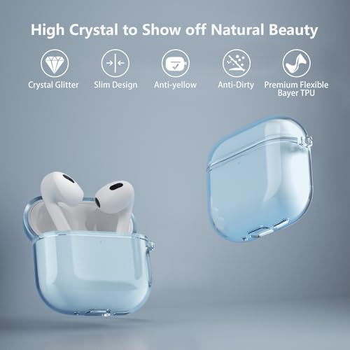 Aircawin Airpods 4 Case - Clear, Protective, Transparent TPU Case with Keychain - Blue - color: Clear Blue, size: Airpods 4