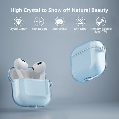 Aircawin Airpods 4 Case - Clear, Protective, Transparent TPU Case with Keychain - Blue - color: Clear Blue, size: Airpods 4