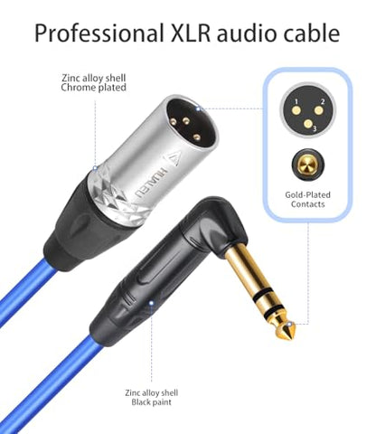 2 Pack Right Angle 1/4 TRS to XLR 3Pin Male Audio Cable,20AWG 6N OFC+Silver Plated HI-END Audio Cable,Right Angle 6.35mm TRS to XLR Male Active Speakers Balanced Cable - size: 6Feet（2Pack）, style: 90° TRS To XLR M