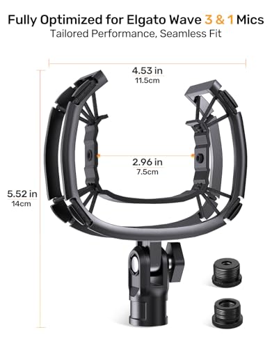 Custom Shock Mounts for Elgato Wave 1/3 Microphone, Aluminum Frame | Custom Built Reinforced Suspension for Max Vibration Isolation, Shock Mount Holder Clip Ideal for Youtubers, Podcasters - size: Wave Shock Mount