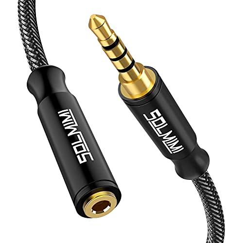 Headphone Extension Cable 4 Pole 3.5mm TRRS Male to Female Lossless Stereo Audio Cable Extension (4 ft/ 1.2 m) Nylon Braid Aux Cord Extension for Headset or Audio Devices –Matte Black | Nylon Braided Cord, Gold Plated, For headphone Speaker,Compatible wit