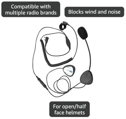 WODASEN Helmet Headset Motorcycles Full Face Radio Kit Race in Motorbike Earpiece with Push to Talk Mic Headphone for Baofeng UV-5R Kenwood WOUXUN Linton PUXING 2 Pin Walkie Talkies