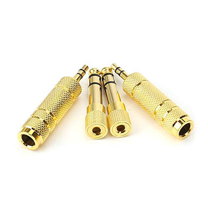 3.5mm 1/8 inch TRS Plug to 6.35mm 1/4 inch Jack and 3.5mm Female to 6.35 Male Plug Gold Plated Set Audio Stereo Adapter Converter for Headphone, Microphone (4 -Pack) - size: 6.35mm to 3.5mm Adapter Set (4-Pack)