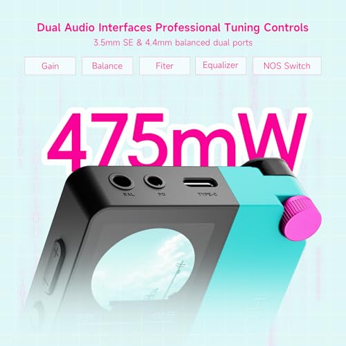 HiBy W4 Bluetooth Headphone Amplifier USB DAC, BT 5.4 & NFC, aptX Lossless LDAC, Dual DAC, DSD512 PCM 768kHz, 2-Inch Touch Screen, CVC Noise Reduction, 3.5mm & 4.4mm Balanced Output - color: Orange