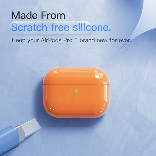 Case for AirPods Pro 3 Never-Sretch-Out DamonLight Shock-Proof Protective Semi Hard Silicone Case Compatible with Apple Airpods Pro 3rd Generation (Orange) - color: Orange