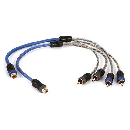 NVX® XIV2M Oxygen Free Copper 1 Female to 2 Male Y-Adapter Twisted Pair V-Series Car Audio RCA Audio Interconnect Cable with Shielded Noise Reduction and Split-tip Silver-Plated Ends (2-Pack) | Oxygen Free Copper Twisted Pair V-Series with Shielded Noise