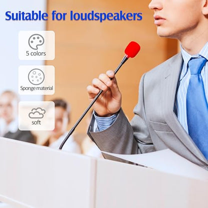 Juexica 30 Pcs Lavalier Microphone Windscreen Foam Covers 5 Colors Mini Lapel Mic Cover for Headset Microphone Noise Reduction Compatible with Most Small Microphones