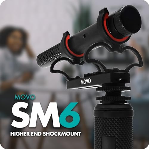 Movo SM6 Ultraflex Premium Shockmount for Shotgun Microphones – Compatible with Rode NTG Series, Sennheiser MKE600, Audio-Technica AT875R, and More - style: Shockmount