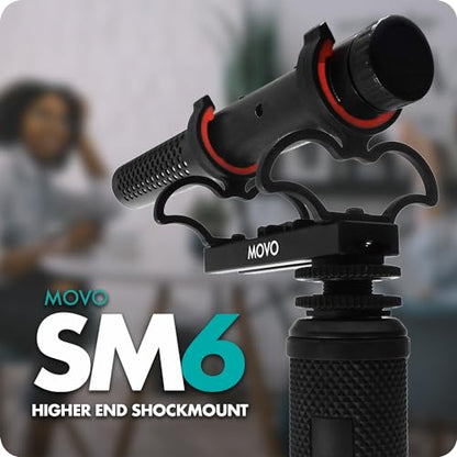 Movo SM6 Ultraflex Premium Shockmount for Shotgun Microphones – Compatible with Rode NTG Series, Sennheiser MKE600, Audio-Technica AT875R, and More - style: Shockmount