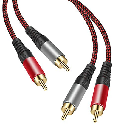 Tiierzon RCA Cable 40Ft,2Rca Male to 2-RCA Male Audio Stereo Subwoofer Cable [Hi-Fi Sound] Nylon-Braided Auxiliary Audio Cord for Home Theater, HDTV, Amplifiers, Hi-Fi Systems,Speakers and etc (40Ft) - size: 40Ft