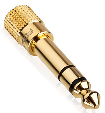 FosPower 6.35mm (1/4 inch) Male to 3.5mm (1/8 inch) Female 3-Conductor TRS AUX Stereo Audio Headphone Jack Adapter - 24K Gold Plated (5 Pack) | 24K gold-plated 6.35mm 1/4" male to 3.5mm 1/8" female TRS stereo audio adapter for guitar amplifiers, headphone