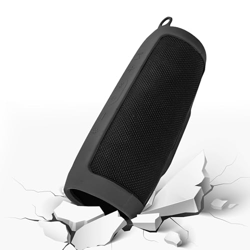 Linkidea Silicone Speaker Case Cover Compatible with JBL Charge 3, Protective Soft Skin Sleeve, Travel Carrying Pouch with Keychain Hook (Black)