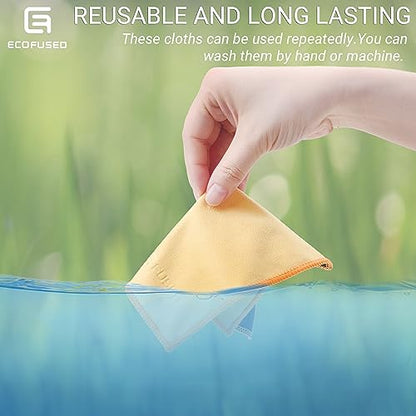 Eco-Fused Microfiber Cleaning Cloths Double-Sided - 5 Pack - 6.6 x 6.2 inch - Microfiber and Suede Cloth for Smartphones, LCD TV, Tablets, Laptop Screens, Camera Lenses (Yellow) - color: 5 Pack - 6.6 X 6.2" (Yellow)