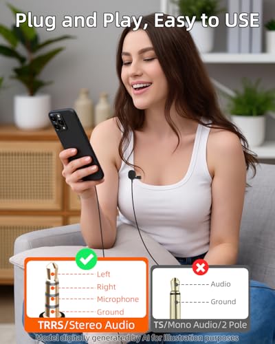 3.5mm AUX Lavalier Lapel Microphone,3.5MM 4 Pole TRRS Male Wired Lavalier Microphone for Camera D/JI Mic,Voice Amplifier,Teachers,Speakers,Laptop(4.9FT/1.5M) - style: 4 Section
