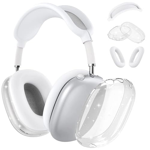 Case for AirPods Max, Anti-Scratch Soft Silicone With Gold Heart Pattern Ear Cups/Ear Pad/Headband Cover for Apple Airpod Max Headphones (Clear Glitter) - color: Clear Glitter