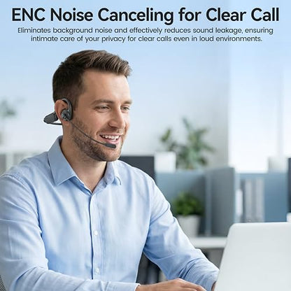 Open Ear Headphones with Mic,20H Bluetooth Headset with Microphone,5.4 Bluetooth Headphones with Noise Cancelling Mic,IPX5 Wireless Headset with Mic for Work,Zoom,Workout, Driving, Call