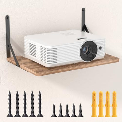 Projector Wall Mount Shelf, 11.81" x 7.87" Floating Shelf for Projector, Router, Modem, Cable Box, Xbox, PS5 - Sturdy Projector Mount Rack Holder Stand