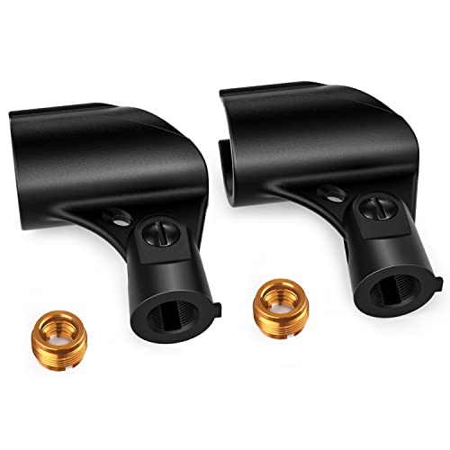Moukey Microphone Mic Clip Holder for Mic Stand with 5/8" Male to 3/8" Female Adapter, 2-Pack