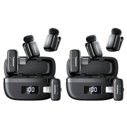 2 Sets Mini Wireless Microphone for iPhone ipad Android - color: 2 Sets(4TX+1 C RX+2 Lightning RX+2 Charging Case)