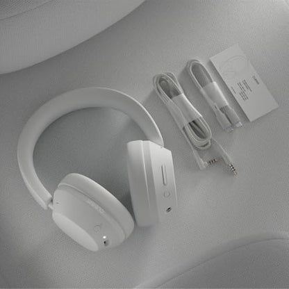 Clemm Preset Wireless Over-Ear Headphones, 95H Playtime, Bluetooth, 40mm Drivers, Built-in Mic, Memory Foam Earcups, Aux Cable Included, Foldable Design, Ivory - color: Ivory