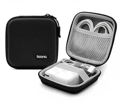 Small Travel Carrying Storage Case, 4.4"x4.4" Charger Organizer, Pouch compatible with MacBook Power Adapter, Laptop Accessories Cables, Cords, USB Drives, Earphones | Portable travel pouch, holds MacBook power adapter, cables, USB drives, earphones and s
