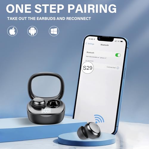 Sleep Ear Buds, New True Wireless Earbuds, Ultra-Mini Bluetooth 5.4 Earbuds for Side Sleepers, 53H Play Hi-Fi Stereo 3D Bass Noise Cancelling Bluetooth headphones, Sleep Mode, IP7 Waterproof Earphones
