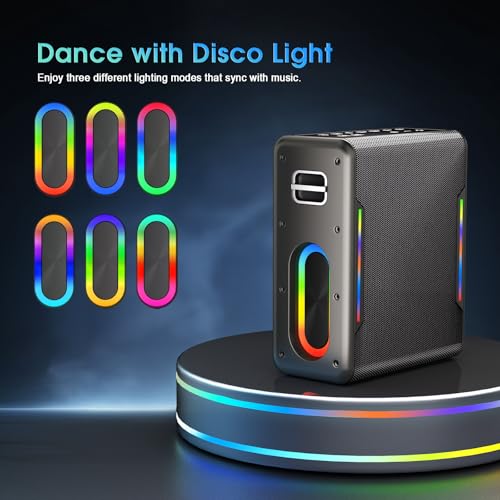 Karaoke Machine for Adults, Portable Bluetooth Karaoke Speaker with 2 Wireless Microphones, 2 Voice Mode & LED Party Lights, Party Birthday Gifts for Kids Family,Supports BT/TWS/AUX/USB/TF