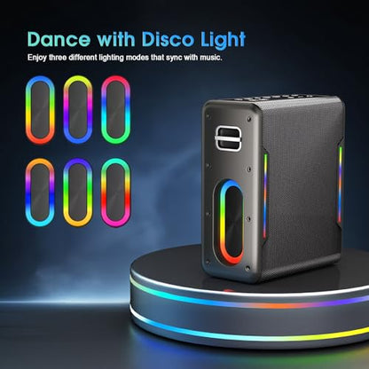 Karaoke Machine for Adults, Portable Bluetooth Karaoke Speaker with 2 Wireless Microphones, 2 Voice Mode & LED Party Lights, Party Birthday Gifts for Kids Family,Supports BT/TWS/AUX/USB/TF