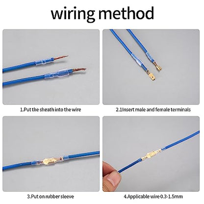 600 Pcs 2.8mm 4.8mm 6.3mm Male and Female Wire Spade Connectors and Insulating Sleeve Kit, Car Audio Speaker Bullet Connectors Terminals Wire Crimps for Car Speaker Electrical Wiring
