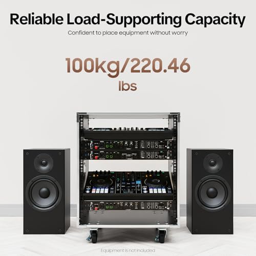 12U Cabinet Rolling Network Rack, Small Server Rack Shelf with Wheel & Side Panels, Audio Studio Video Telecom Equipment Rack for Computer Chassis, Mixing Consoles, Black