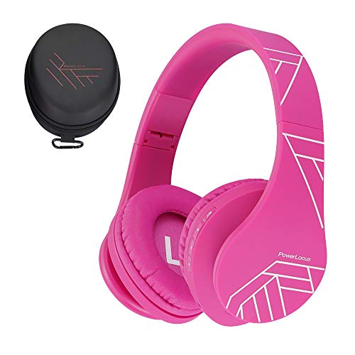 PowerLocus Kids Headphones Over-Ear, Bluetooth Wireless Headphones for Kids,with Microphone, Safe 85DB Volume Limited, Foldable with Carry Case, Audio Cable, Micro SD mode for Online Classes,PC,Phones - color: Pink