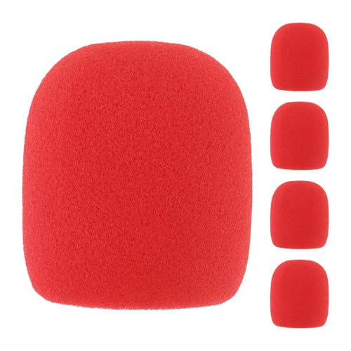 5pcs Foam Mic Cover Handheld Microphone Windscreen, Microphone Cover Foam Mic Covers, Microphone Cover Protection (Red) - color: Red