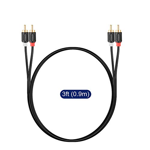 J&D RCA Cable, Gold-Plated Audiowave Series 2RCA Male to Male Stereo Audio Cable for Home Theater, HDTV, Gaming Consoles, Hi-Fi Systems (3 Feet) - size: 3 Feet