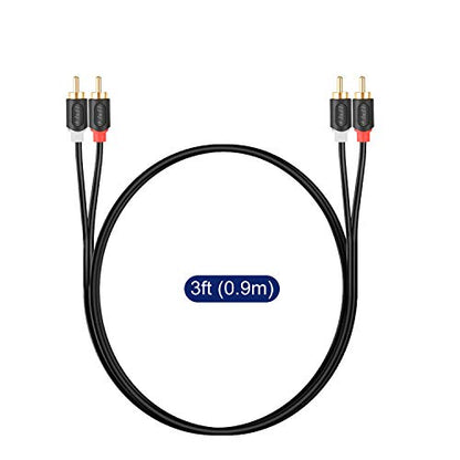 J&D RCA Cable, Gold-Plated Audiowave Series 2RCA Male to Male Stereo Audio Cable for Home Theater, HDTV, Gaming Consoles, Hi-Fi Systems (3 Feet) - size: 3 Feet