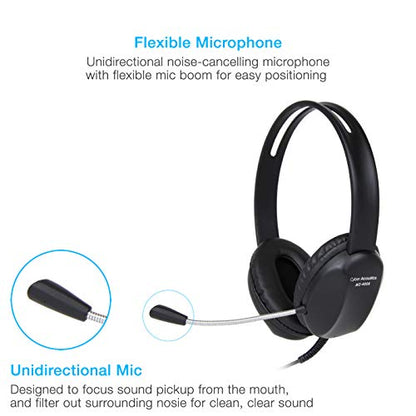 Cyber Acoustics AC-4006 USB-A Stereo Headset with Microphone, 80 Pack | Made with 60 Percent Recycled Plastic, Durable, Crisp, and Clear Communication, in K-12 Classrooms or Home - size: 80 Pack - USBA