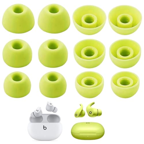 Silicone Tips Replacement Earbuds Tips for Beats Studio Buds/Fit Pro Ear Tips Eartip Fit in The Charging Case Ear Covers, S/M/L, 6 Pairs, Volt Yellow - color: Volt Yellow