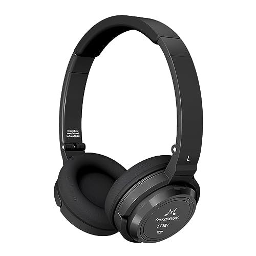 SoundMAGIC P23BT Portable On Ear Bluetooth Headphones CVC Noise Canceling Microphone HiFi Sound Stable Wireless Signal Connection Long Playtime with Detachable Cable for Game Black
